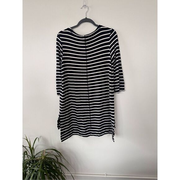 Caslon Women's Black and White Nautical Striped Knit Dress Size S - Picture 2 of 11
